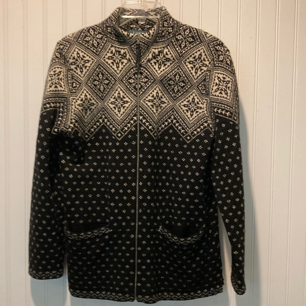 Vintage Ralph Lauren Lambswool  90s RL Nordic Zip Up Cardigan Size S Petite